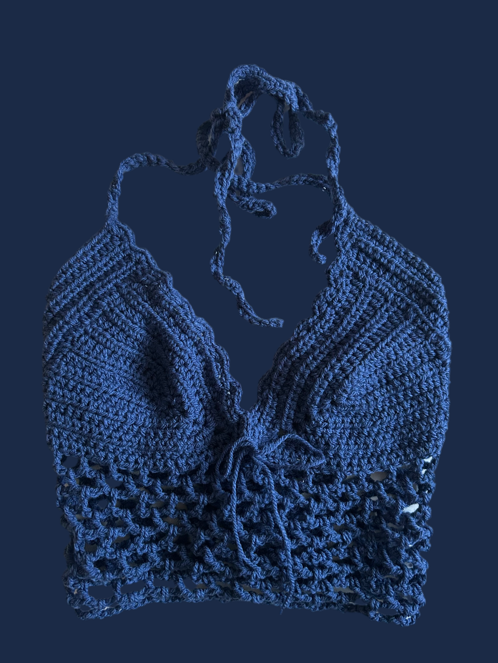 blue mesh crochet top for the summer 