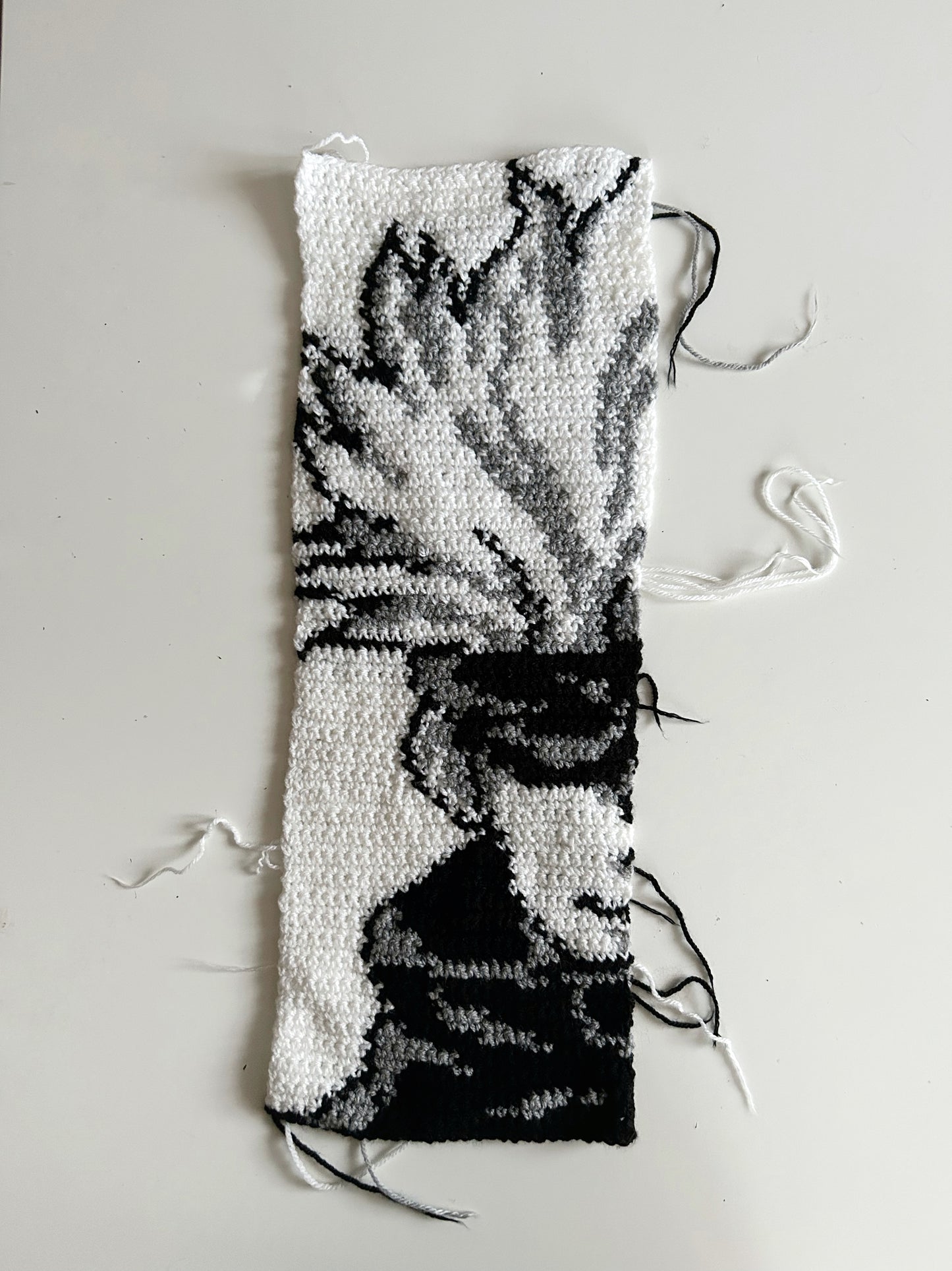 crochet anime art Gojo Satoru in black and white