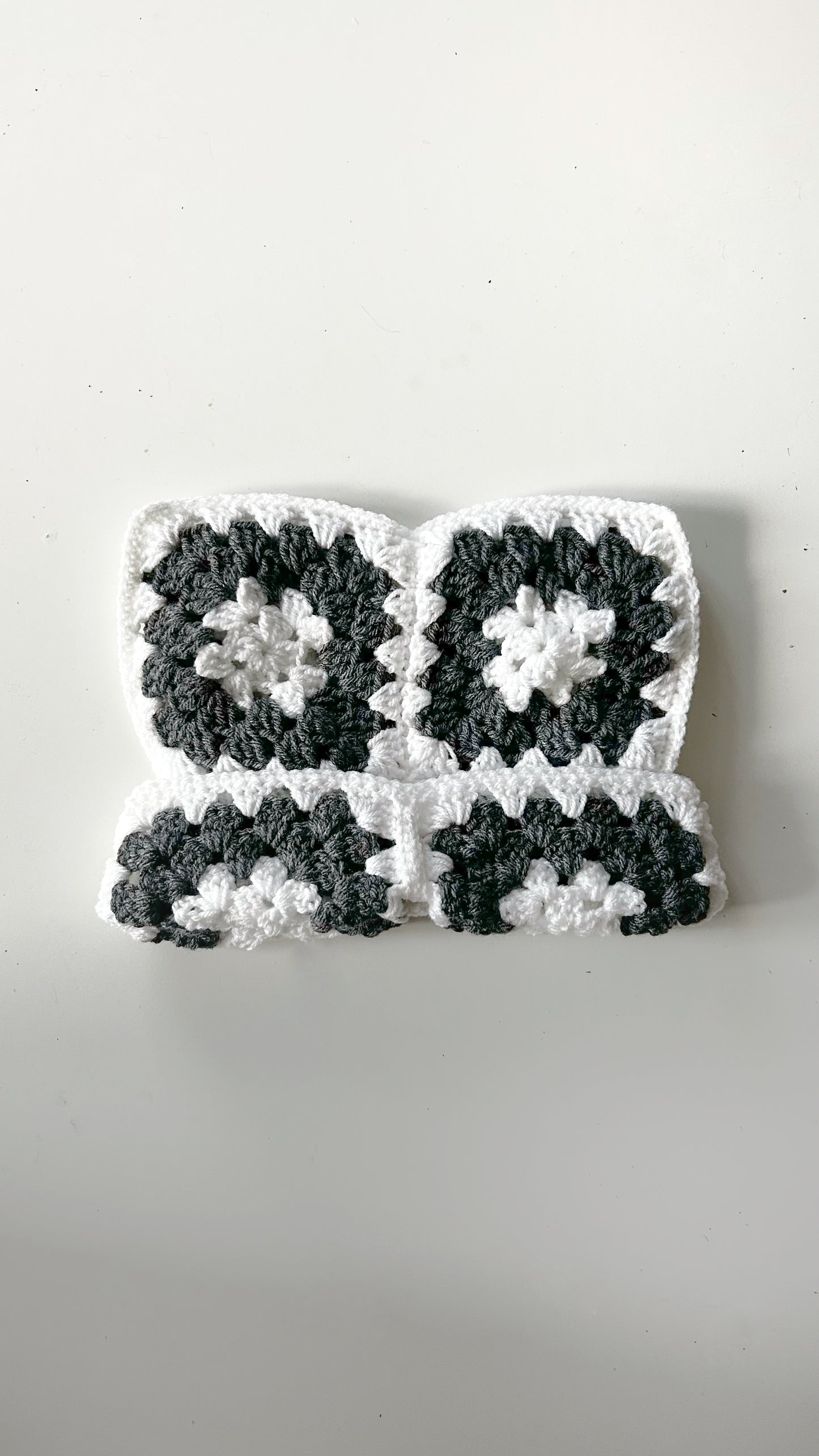 Grey and White granny square Cat Beanie 